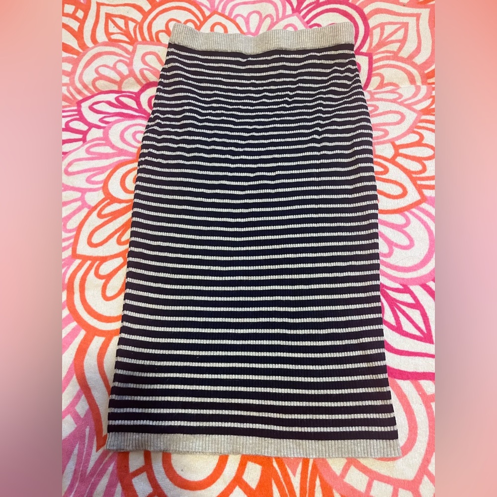 Blue & grey stripe maxi long skirt